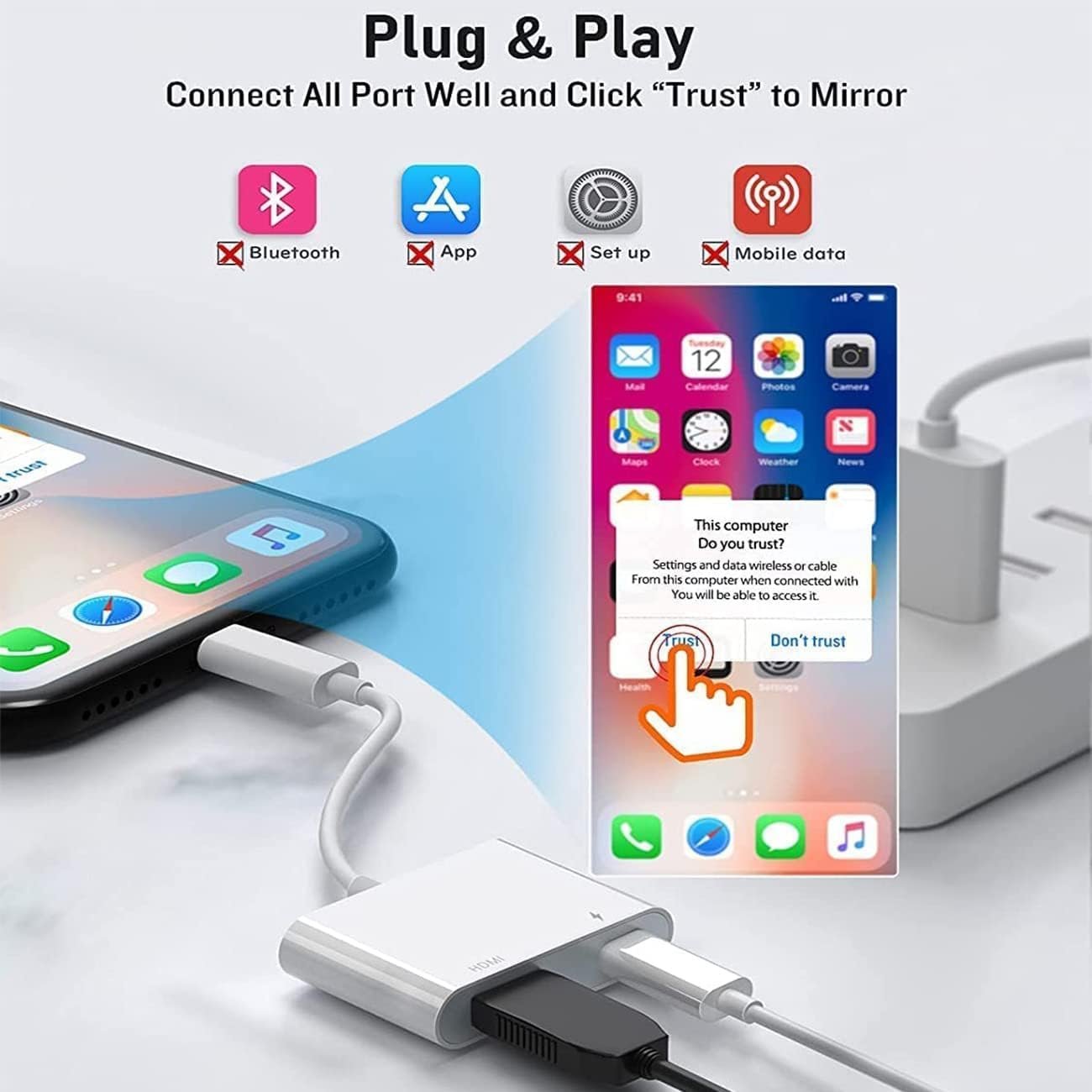 Lightning to HDMI Digital AV Adapter for iPhone,[Apple MFi Certified] 1080P Video & Audio Sync Screen AV Converter with Charging Port Compatible for iPhone 14/13/12/11/XS/Pad to HDTV/Projector/Monitor