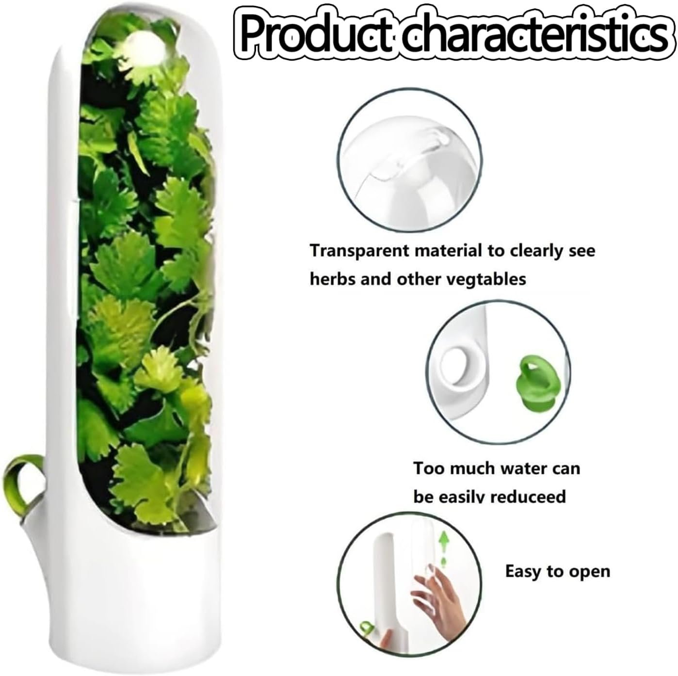 WADY 3 pcs Herb Keeper, Herb Saver for Refrigerator, Herb Storage for Cilantro,Parsley, Keeps Vegetables Fresh, Vegetable fresh keeping Bottle, Keeps Vegetables Fresh (Black)