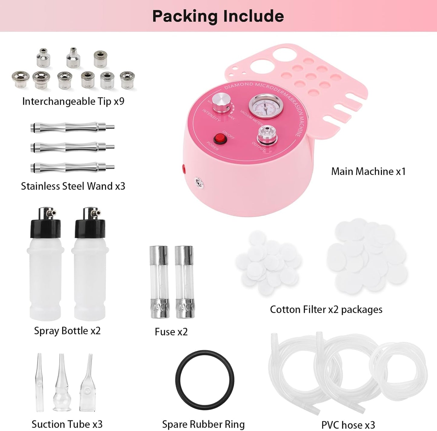 TwoWin 3 in 1 Face Machine for Facial Skin Care, Professional Suction Power Facial Device Equipment, 65-68cmHg Facial Skin Care Salon Equipment Removal & Spray