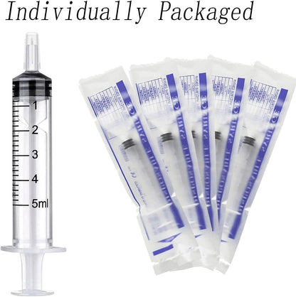 30PCS 5ml Syringe with caps no needle individually sealed for Scientific Labs, Measuring Liquids, Feeding Pets,Watering, Refilling,Oil or Glue Applicator