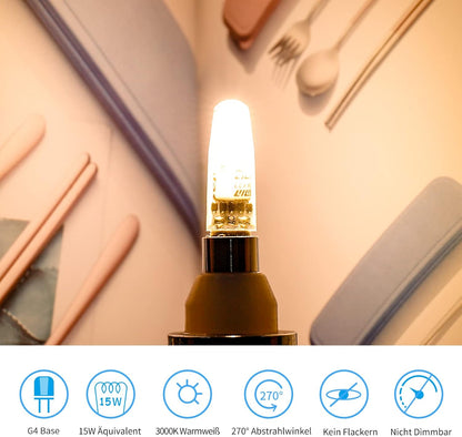 I-SHUNFA G4 1.2W LED Bulbs, AC/DC 12V, Warm White 3000K LED Bulb, Replaces 15W Halogen Bulbs, G4 110LM, Non-Dimmable Bulb, Stud Base Lamp, 10 Pack