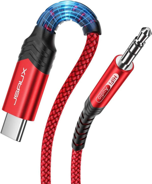 JSAUX USB C to 3.5mm Audio Aux Jack Cable Compatible with iPhone 16 [3.3ft], USB Type C to 3.5mm Headphone Stereo Cord Car for iPhone 16 Pro Max/Plus/16e/15 Series, Galaxy S25 S24 S23, Pixel-Red