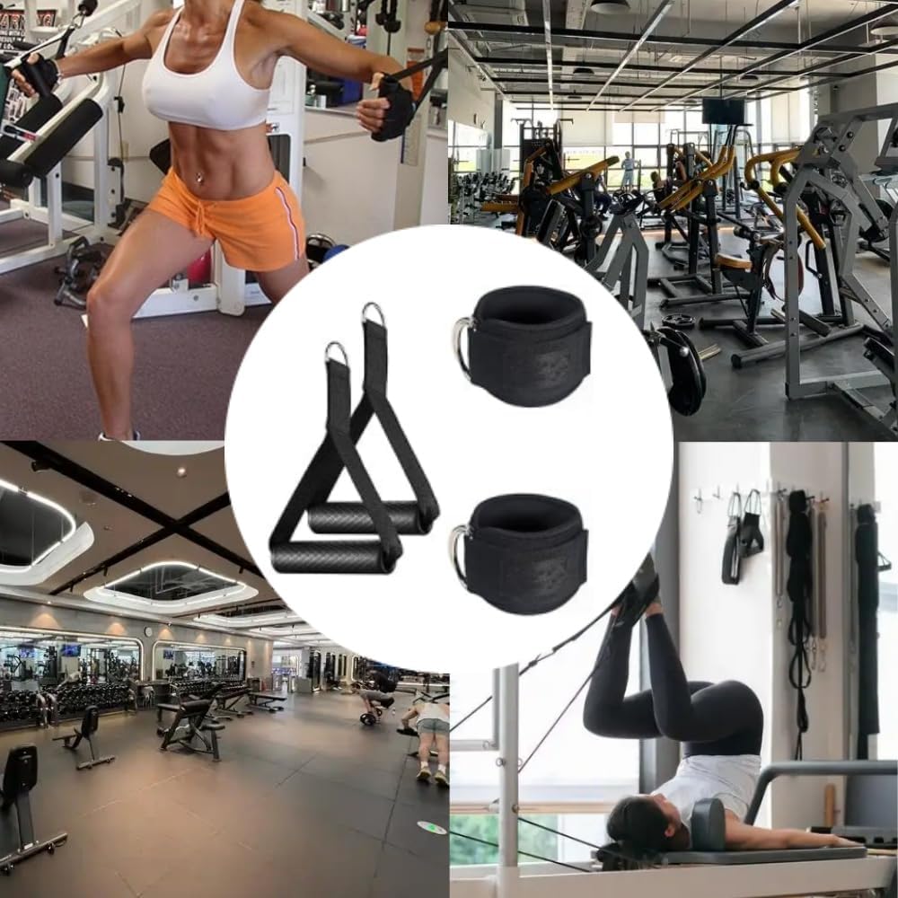 Pilates Straps,Ankle Straps & Exercise Handles for Cable Machinesr Attachments Gym Glute Workouts Kickbacks, for Home Gym Workout