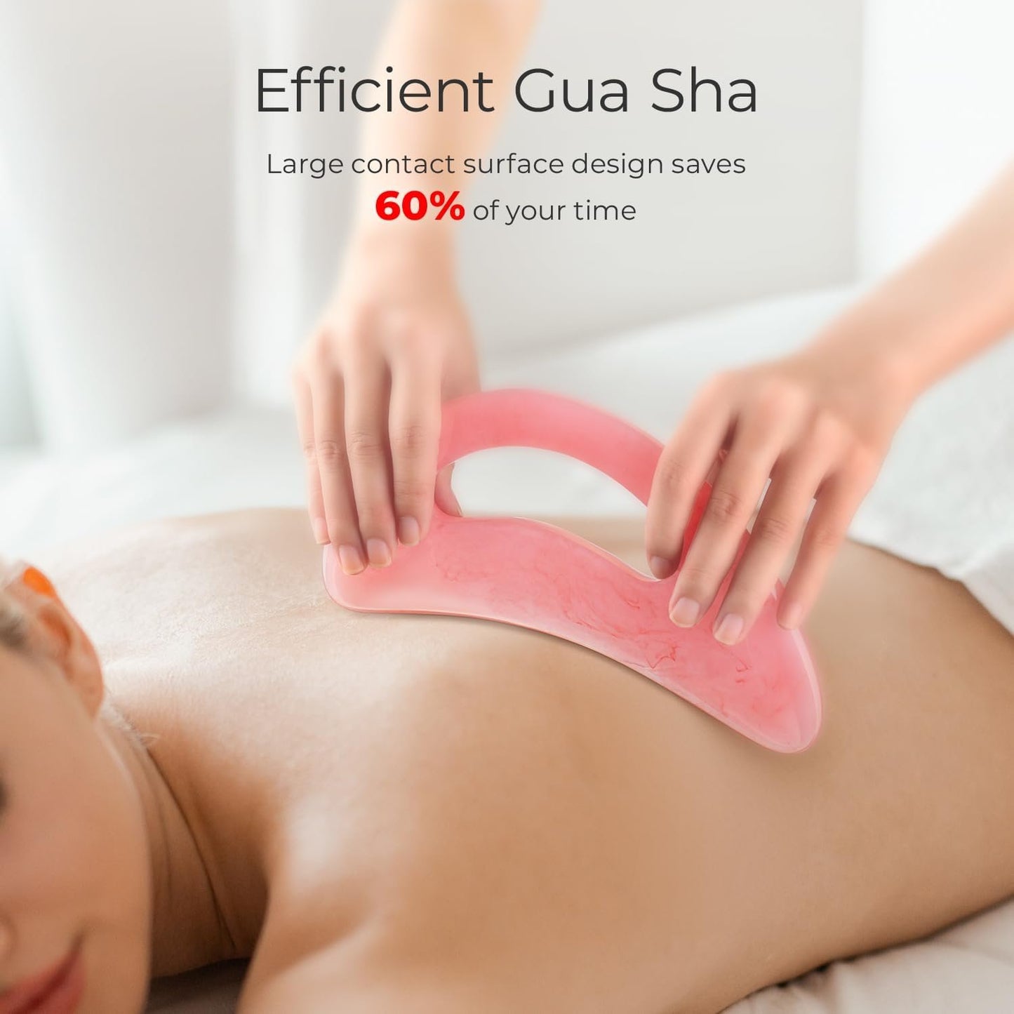 Scienlodic Gua Sha Massage Tool with Handle (Resin) Larger Guasha Scraping Tool for Back Neck Face Leg Massage, Lymphatic Drainage, Cellulite Remove - Large
