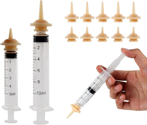 zhenzhenhao 10PCS Pet Feeding Nipple-Contains 2 Syringes, Silicone Material Kitten Nipples for Nursing, Reusable Pet Nursing Syringes,Alternative Mini Nipple Feeding Kit Suitable for Puppies, Kittens