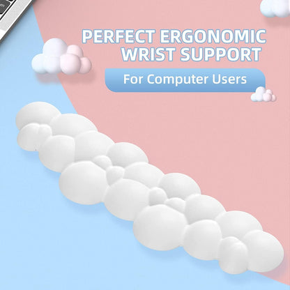 Cloud-Soft Ergonomic Wrist Rest for 100 Keys 87 Keys 68keys Keyboard PU Material Anti-Slip Rubber Base Memory Foam Cloud-Shaped Palm Rest for Computer Laptop,Pain Relief (White)