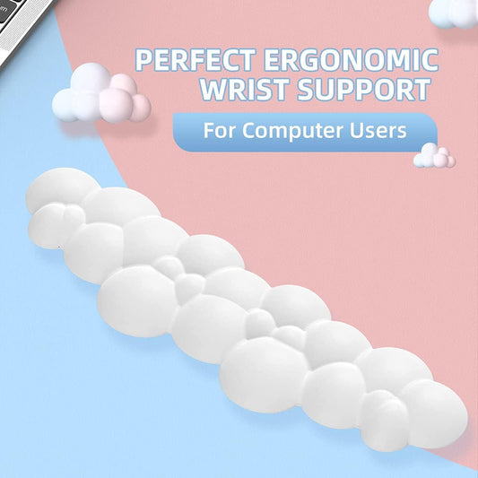 Cloud-Soft Ergonomic Wrist Rest for 100 Keys 87 Keys 68keys Keyboard PU Material Anti-Slip Rubber Base Memory Foam Cloud-Shaped Palm Rest for Computer Laptop,Pain Relief (White)