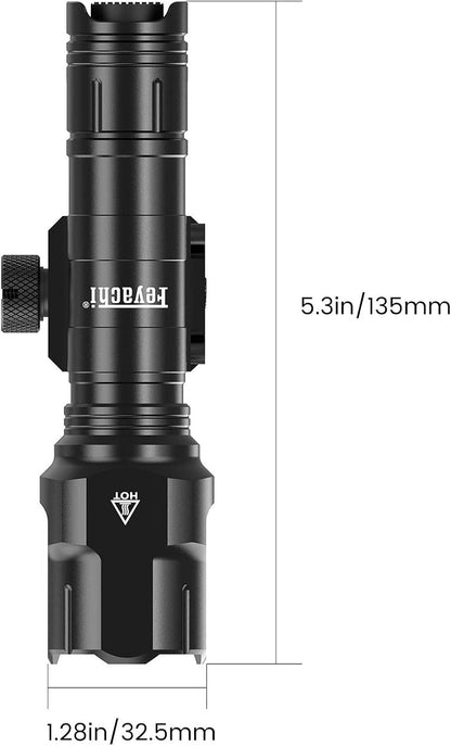 Feyachi 1200 Lumen Tactical Flashlight Matte Black LED Weapon Light with Pressure Switch, 3 Modes - High/Low/Strobe, Fixed Picatinny Flashlight Mount Black
