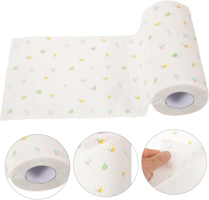 CLISPEED 1 Roll Printed Kitchen Paper Towels Absorbent Durable Oil Absorbing Design for Spill Cleanup Random