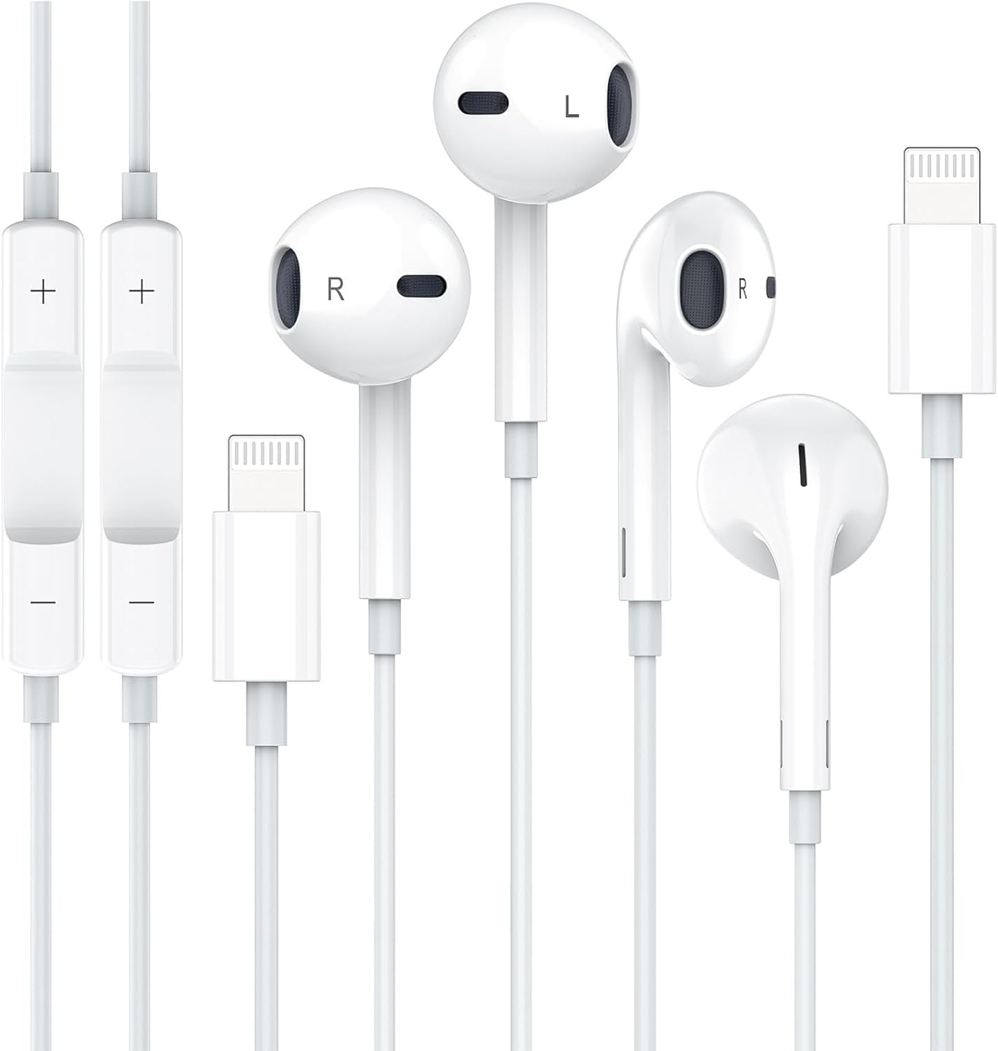 2 Pack Apple Earbuds Wired Lightning iPhone Headphones [Apple MFi Certified] Built-in Microphone & Volume Control in-Ear Headset Compatible with iPhone 14/13/12/11 Pro Max/Xs Max/XR/7/8 Plus-All iOS