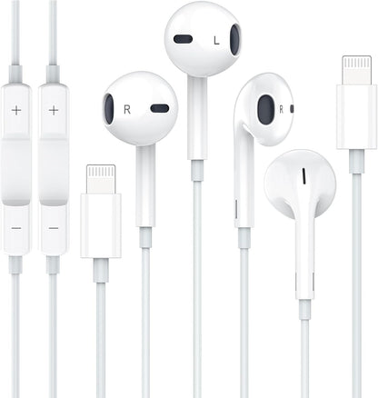 2 Pack Apple Earbuds Wired Lightning iPhone Headphones [Apple MFi Certified] Built-in Microphone & Volume Control in-Ear Headset Compatible with iPhone 14/13/12/11 Pro Max/Xs Max/XR/7/8 Plus-All iOS