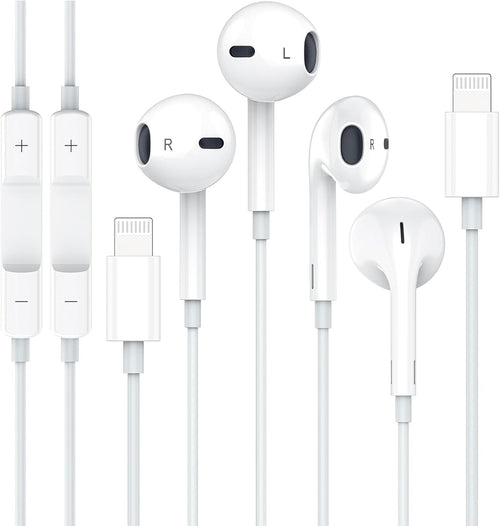 2 Pack Apple Earbuds Wired Lightning iPhone Headphones [Apple MFi Certified] Built-in Microphone & Volume Control in-Ear Headset Compatible with iPhone 14/13/12/11 Pro Max/Xs Max/XR/7/8 Plus-All iOS