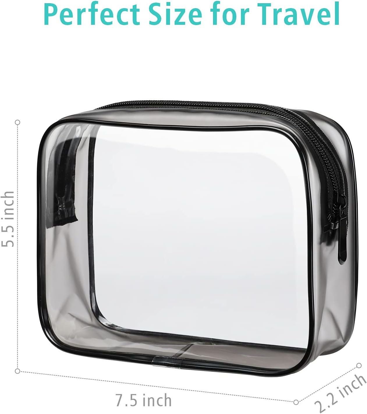 F-color 3 Pack TSA Approved Toiletry Bag - Clear Makeup Bag, Travel Cosmetic Bag for Women Men, Quart Size, Black