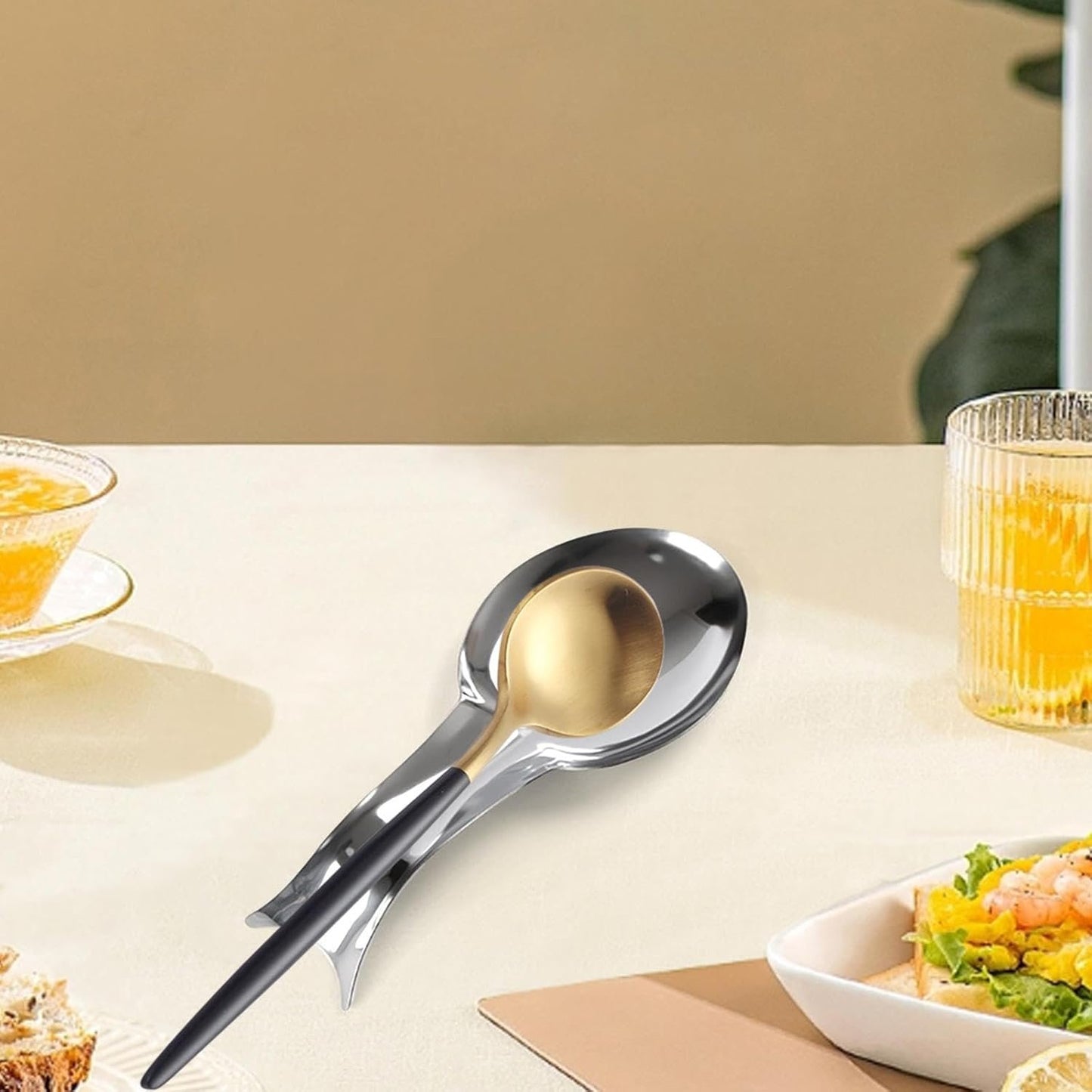 rockible 2x Gadget Da Cucina Poggiamestolo in Acciaio Inossidabile, Poggiamestolo per Utensili Da Cucina per Cucchiai Da Bancone