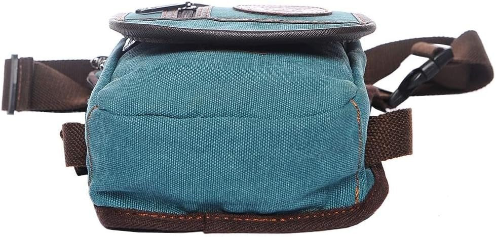 Hebetag Canvas Waist Pack - Brown Cotton Canvas - 5.9" x 2.3" x 10.2" - 405g - 3 Pockets - Water Resistant - Buckle Closure