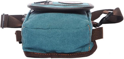 Hebetag Canvas Waist Pack - Brown Cotton Canvas - 5.9" x 2.3" x 10.2" - 405g - 3 Pockets - Water Resistant - Buckle Closure