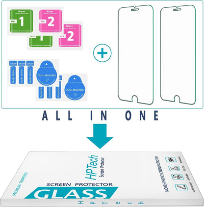 [2-Pack] HPTech Screen Protector For iPhone 8 Plus, iPhone 7 Plus, iPhone 6S Plus, iPhone 6 Plus Tempered Glass Film (5.5-Inch) Case Friendly, Bubble Free, Easy Installation