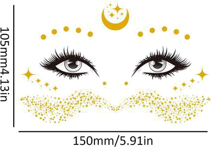 Adesivi per il viso impermeabili, portatili, vivaci e vivaci, per festival e make-up, decalcomanie multiuso, resistenti e riutilizzabili, accessori per Ha