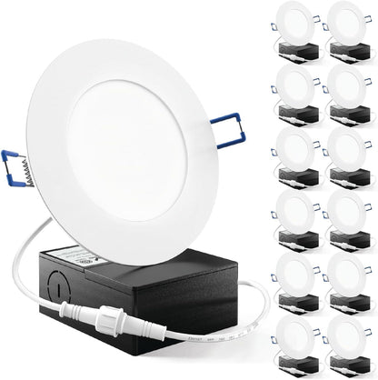 Sunco Lighting 12 Pack 4 Inch Slim LED Downlight with Junction Box,10W=60W, 650 LM, Dimmable, 3000K Warm White, Recessed Jbox Fixture, Simple Retrofit Installation - ETL & Energy Star