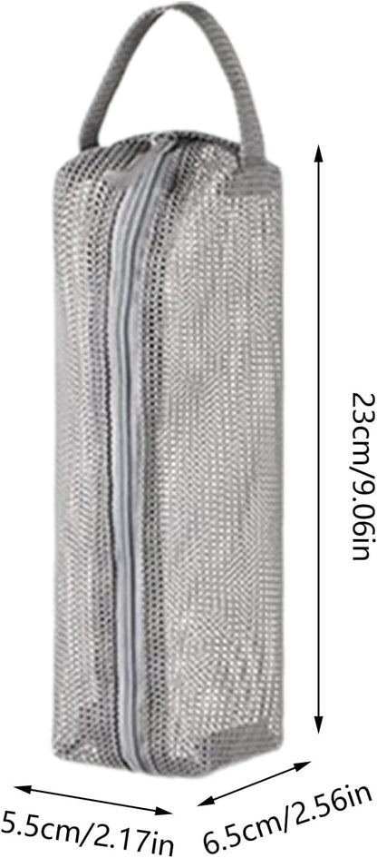 Travel Toiletry Bag, Portable Toothbrush Pouch, Multi-Functional Mesh Organizer, Compact Toiletry Case for Vacation, Airport, Gym, Camping, Cruise, Hospital, Bathroom, Airplane, Gray, Please refer to
