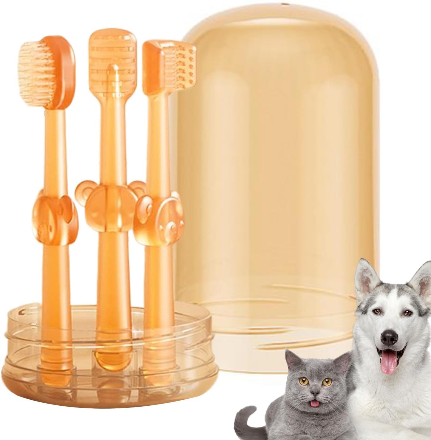 Dog Toothbrush, Pet Cleaner, Soft Bristle Brush, 3.74x2.17x2.17 inches, Complete Oral Care Set, Teeth and Tongue Hygiene Tool for Cats, Home Grooming Routine