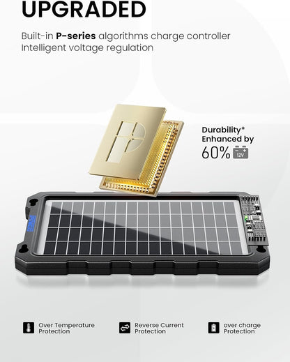 POWOXI Solar Battery Charger Car, 7.5W 12V Solar Trickle Charger for Car Battery, Portable Waterproof Solar Battery Maintainer, Solar Panel for RV Motorcycle Boat Marine Trailer ATVs Snowmobile