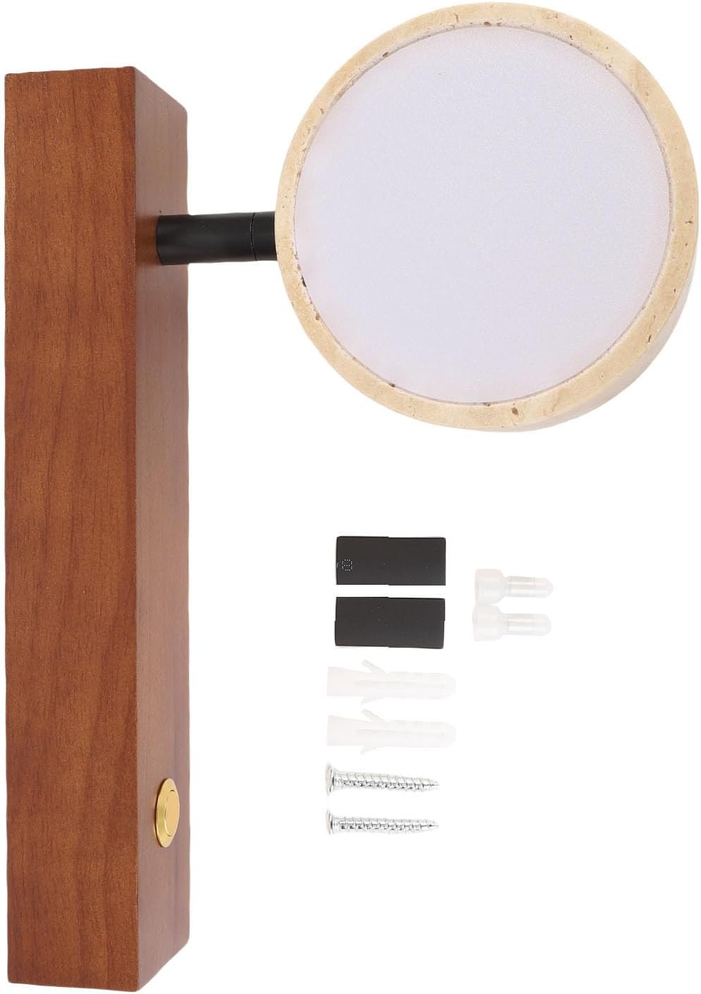Industrial Wall Lamp, LED Warm Light Adjustable Angle Rotating Stone Wall Sconce Bedside Reading Light with Switch for Bedside Reading (Walnut Color)