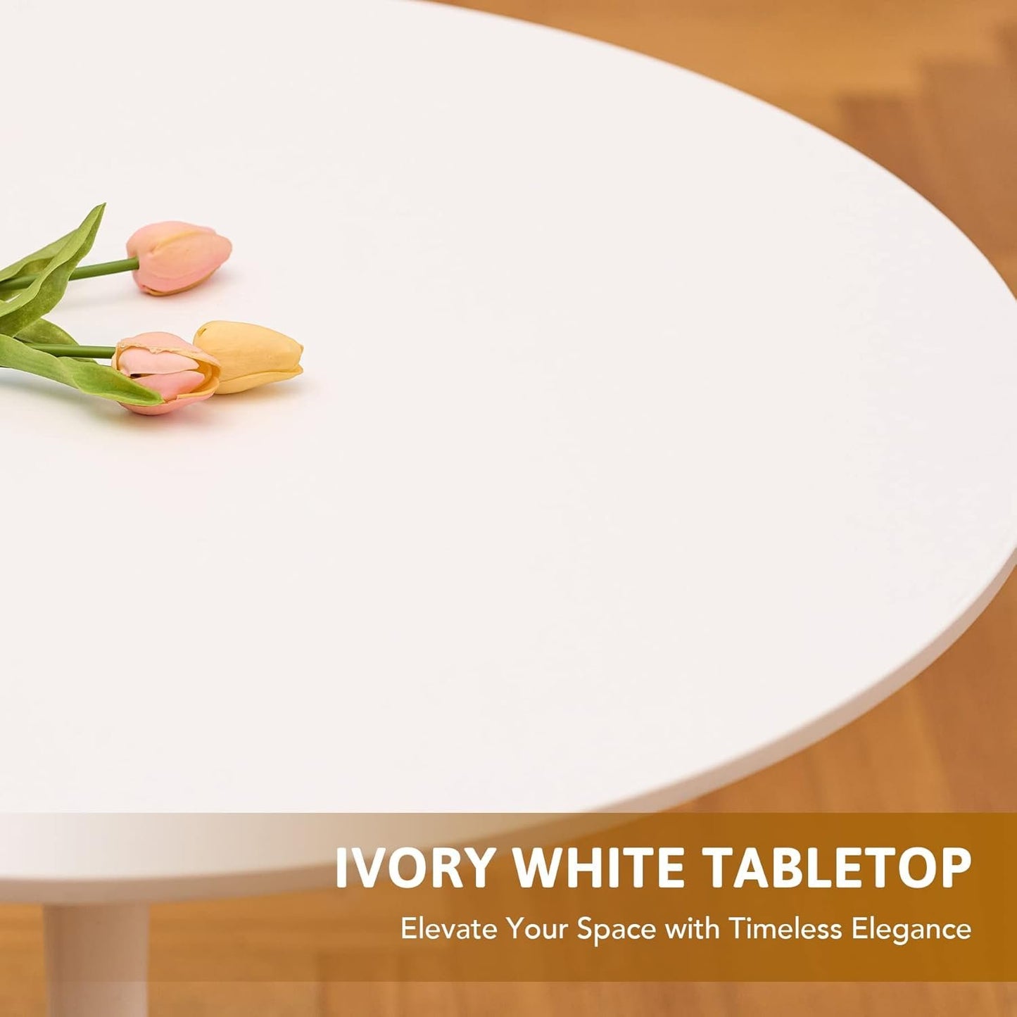 VONLUCE Modern Round Dining Table, 32 inch Kitchen Table Tulip Table with MDF Table Top and Steel Pedestal, Bistro Table for Living Room Breakfast Nook Bar Patio More, 100 kg Cap. Seats 2-4, White