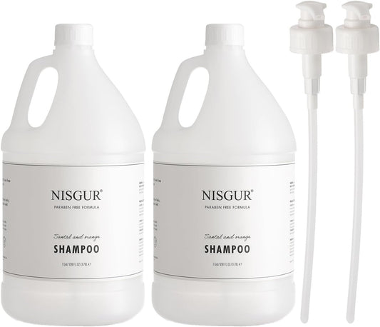 Hotel Shampoo Gallon Size 1 Gallon Each Total 2 Gallon Jugs with Extra Pump Dispenser to Refill Wall-Mounted and Stand Dispenser Hotel Toiletries Bulk