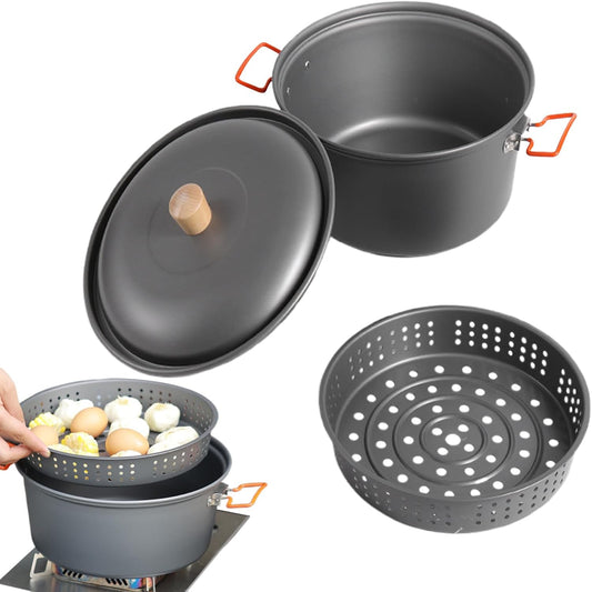 Camping Pot - Portable Large Capacity Camping Pan For Backpacking | Camp Pot | Heat-Resistant Portable Picnic Gear Lightweight Boiling Camp Steamer For Outdoor Travel Hiking