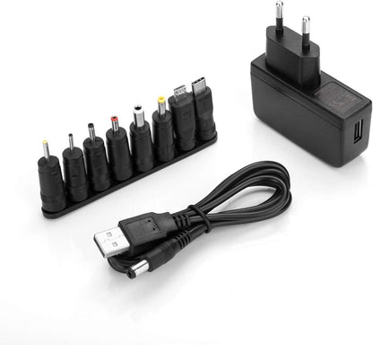 Aukru Universal Power Supply with 8 Switching Plugs Adapters for 5 V Household Electronics and USB Devices – 2000 mA Max