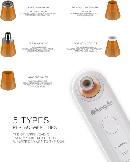 kingdo 2-in-1 Microdermabrasion Machine with 5 Diamond Tips & 5 Suction Modes for Facial Skin Care (Yellow-Brown)
