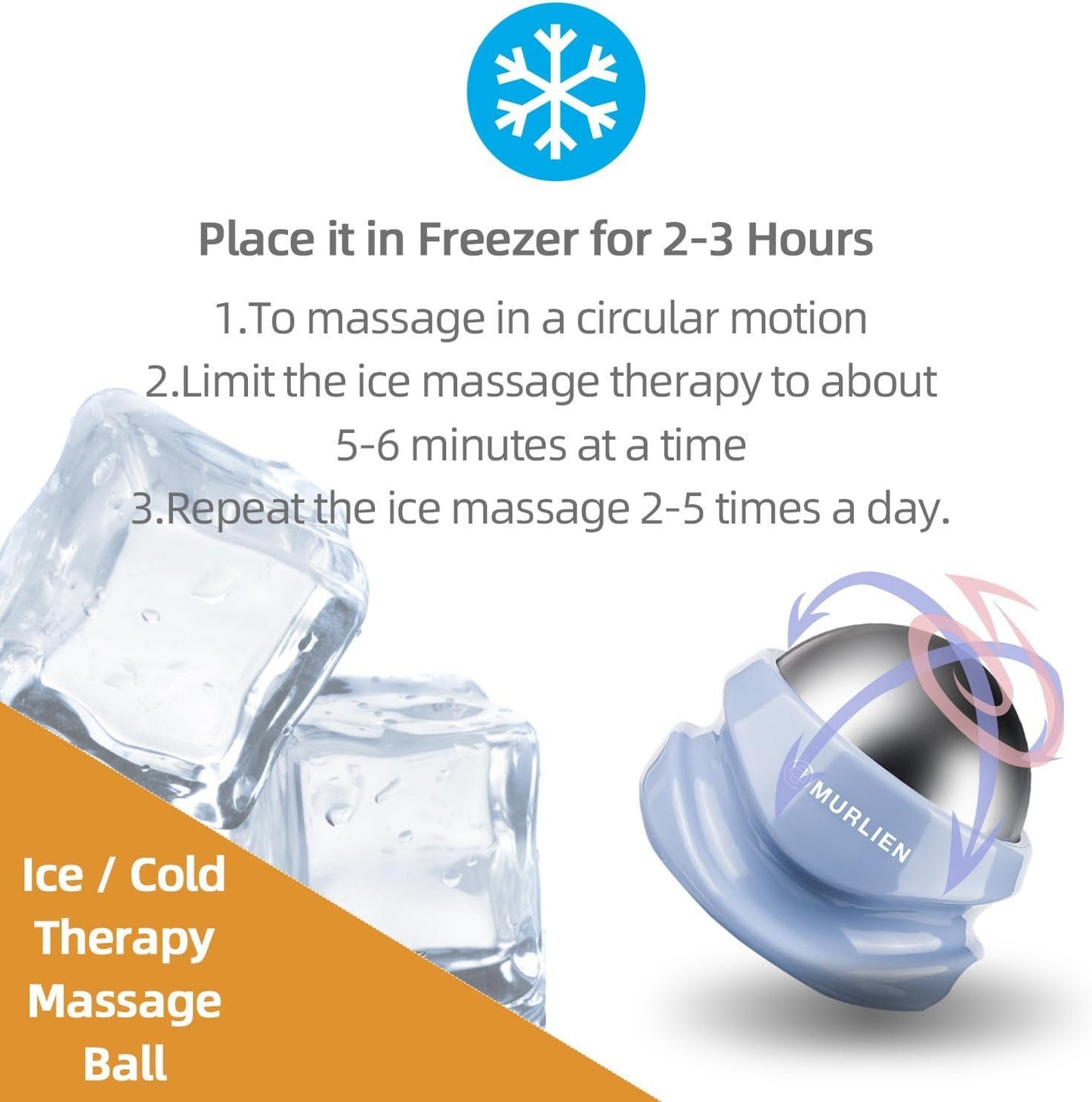 MURLIEN Ice Therapy Massage Roller Ball, Manual Massager for Trigger Point, Deep Tissue Massage, Alleviating Muscle Tension and Pain Relief, Suitable for Neck, Back, Shoulders, Arms, Legs, Thighs etc
