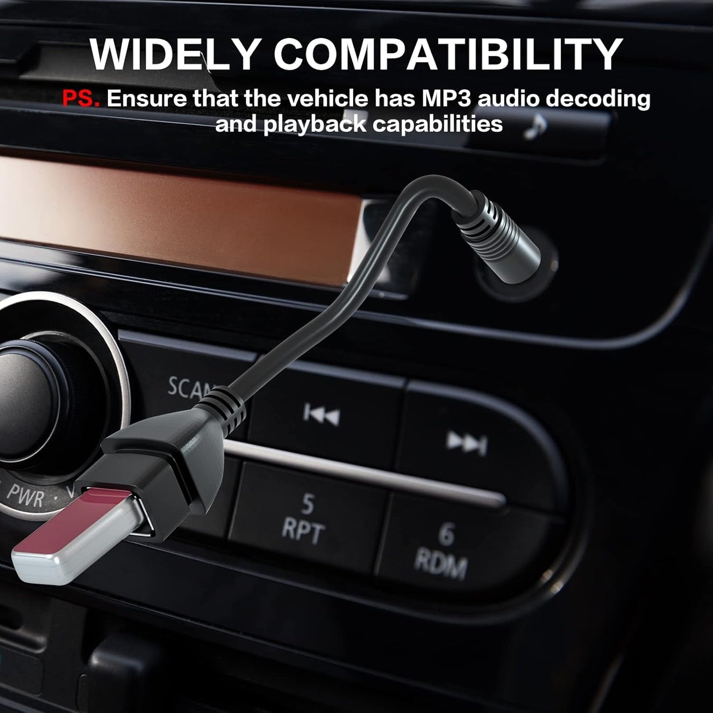 Coomoors USB to 3.5mm Jack Adapter Car Radio Auxiliary Audio Converter Male to AUX Cable to USB 2.0 Converter (Mp3 Audio Decoding Function Must Have Mp3)