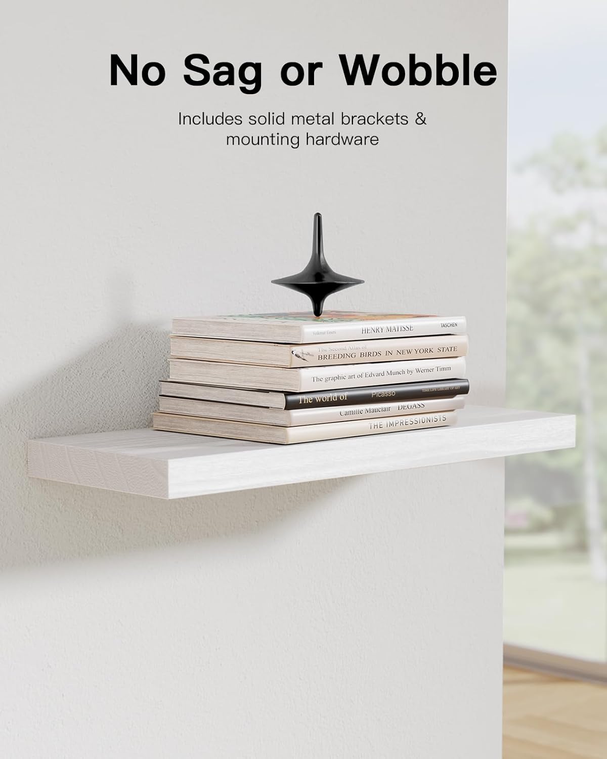 AMADA HOMEFURNISHING Floating Shelves, Paulownia Wood Wall Shelves for Bathroom/Living Room/Bedroom/Kitchen/Home Office, Natural Wood Floating Shelf for Home Storage & Organization, Set of 4, AMFS40W