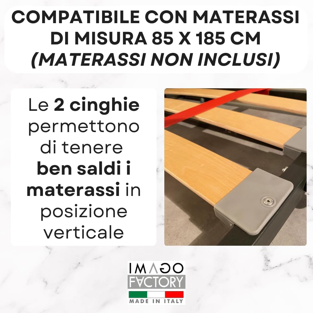 IMAGO FACTORY Kendo Double – Folding Single Bed with 2 Concealed Beds (L.200 P.106 H.191) Horizontal Fold-Out Bed 100% Made in Italy (Mattresses Not Included, Ash White)