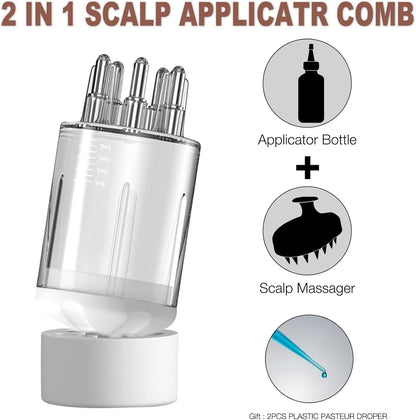 Wzenclave Scalp Applicator Comb and Oil Bottle for Hair Growth Care - Essential Oil Treatment and Massager (2Pcs)
