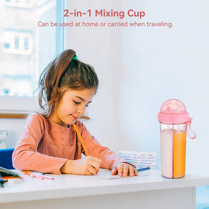 Water Cup with Straw and Lid, 2 Drinks in 1 Cup 600ml/20oz Dual Use Water Bottle Couple Outdoor Drinking Cup Portable Water Bottle for Camping Travel Sport