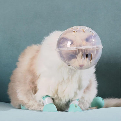 Breathable Cat Muzzle – Transparent Adjustable Pet Hood With Ventilation Holes | Kitten Astronaut Helmet For Bathing, Grooming, And Anti-Bite Protection