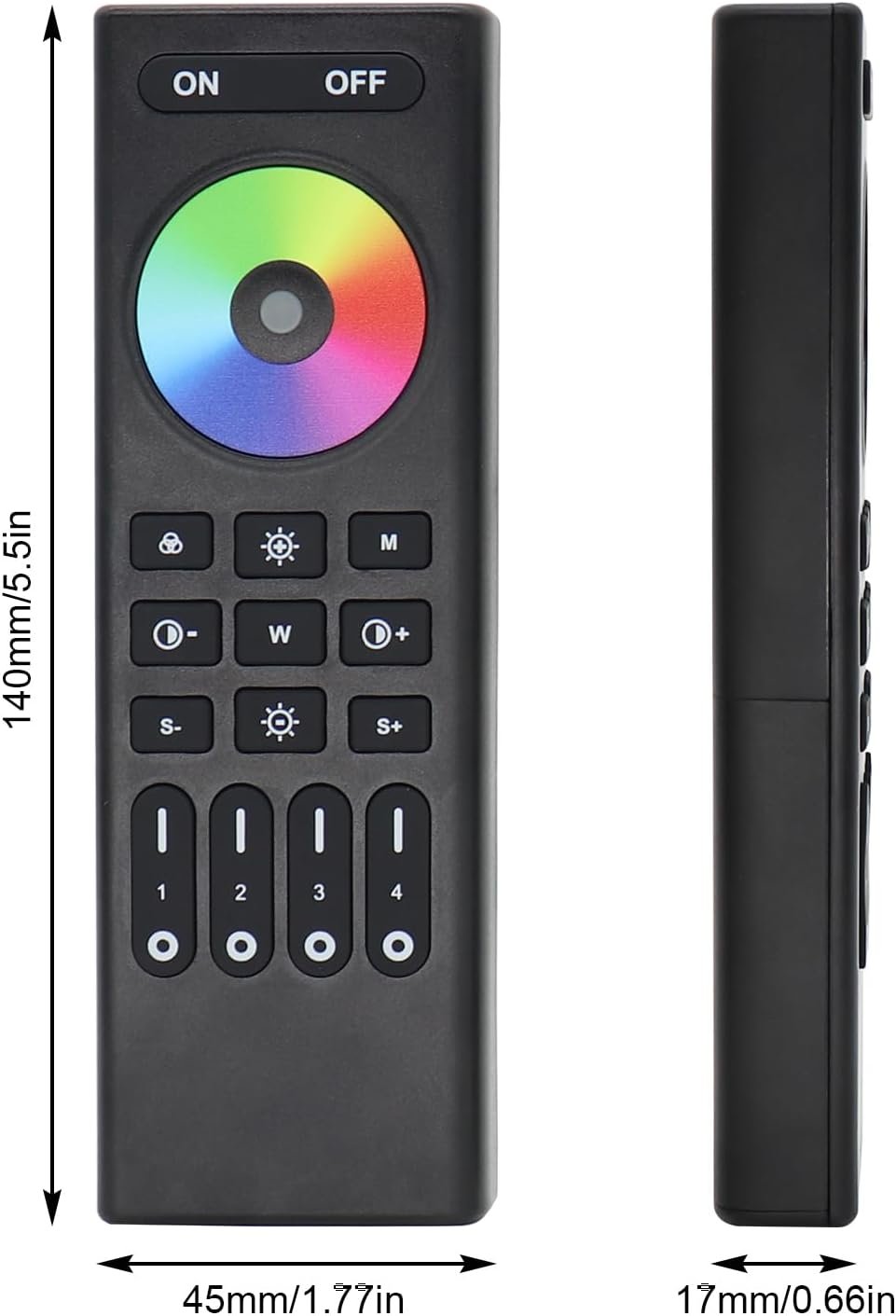 MALIIGAZA 2.4G Wireless RF Remote for WB5 Controller, Suitable for RGB RGBW RGBCCT LED Strip Lights, 4 Zone Group Control, Brightness Dimming, Color Changing, RC03RFB Touch Control
