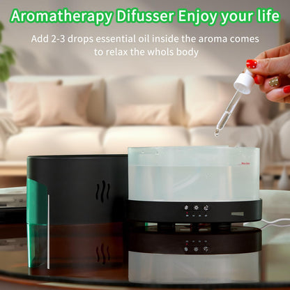Depulat Flame Aroma Diffuser, 450ml Flame Fire Diffuser, 7 Color Oil Diffuser, Aromatherapy Essential Oil Diffuser, Humidifier with Remote Control for Room