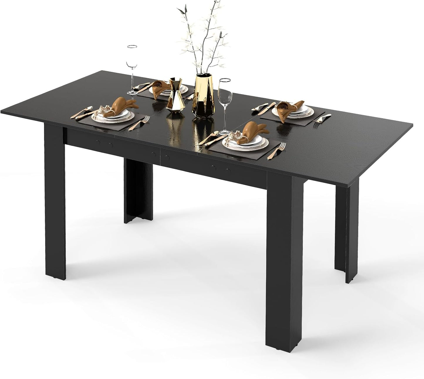 Giantex Extendable Dining Table, Modern Kitchen Table w/Adjustable Tabletop, L-Shaped Legs, Large Industrial Dinner Furniture for Kitchen, Dining Room, 110 KG Load Capacity