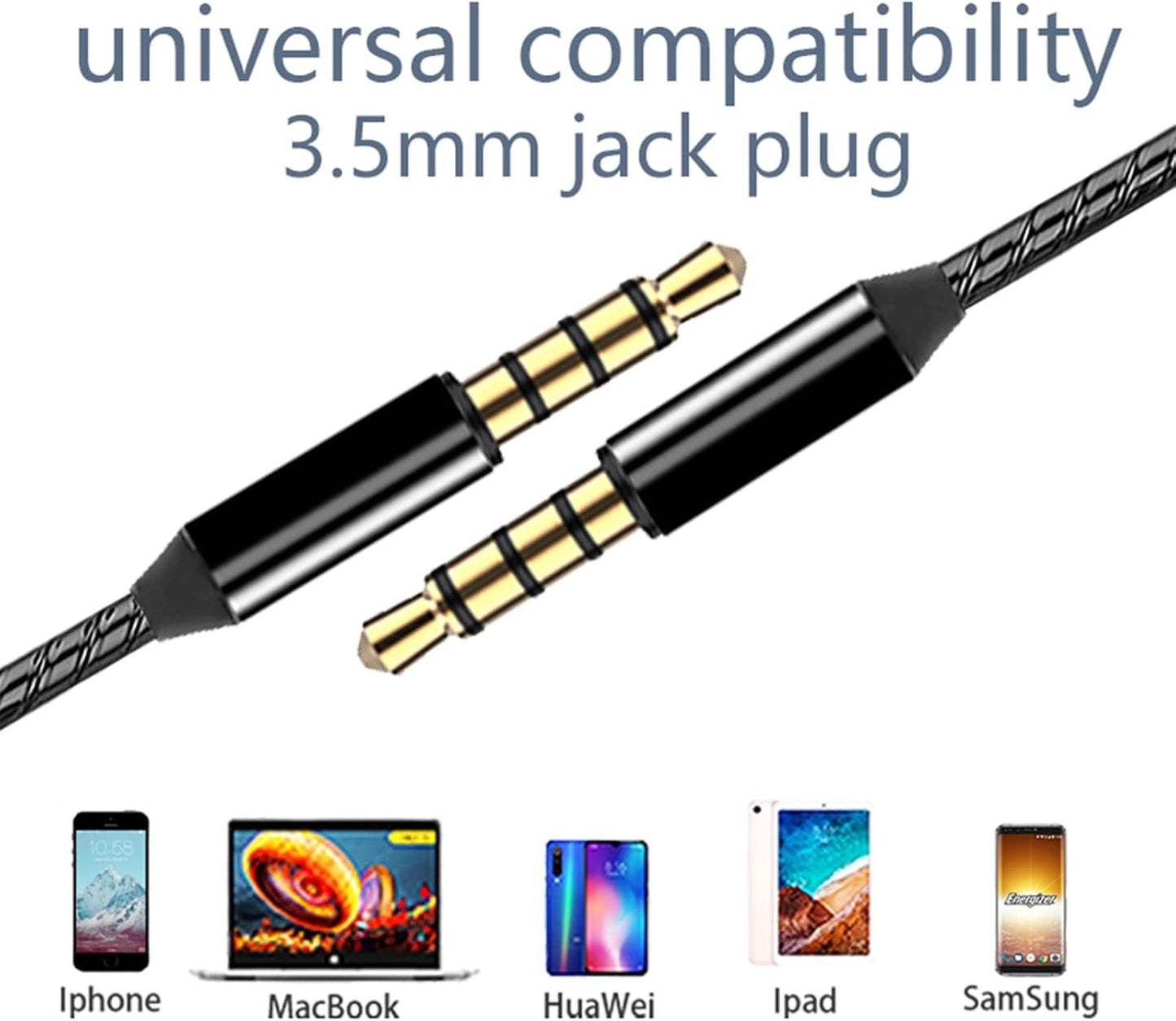 3 Pack Wired Earbuds With Microphone - In-Ear Headphones, Noise Isolating, Lightweight - 3.5mm Jack Compatible With iPhone, Samsung, Android, Tablets and Other Devices