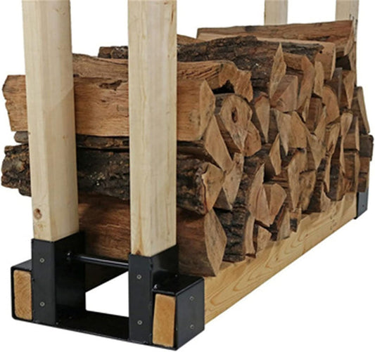 Fireplace Log Rack Outdoor Firewood Log Storage Rack Bracket Kit Fireplace Wood Storage Holder-Adjustable to Any Length (Color : Black Size : 33x8.0x15.2cm) (Black 33x8.0x15.2cm)