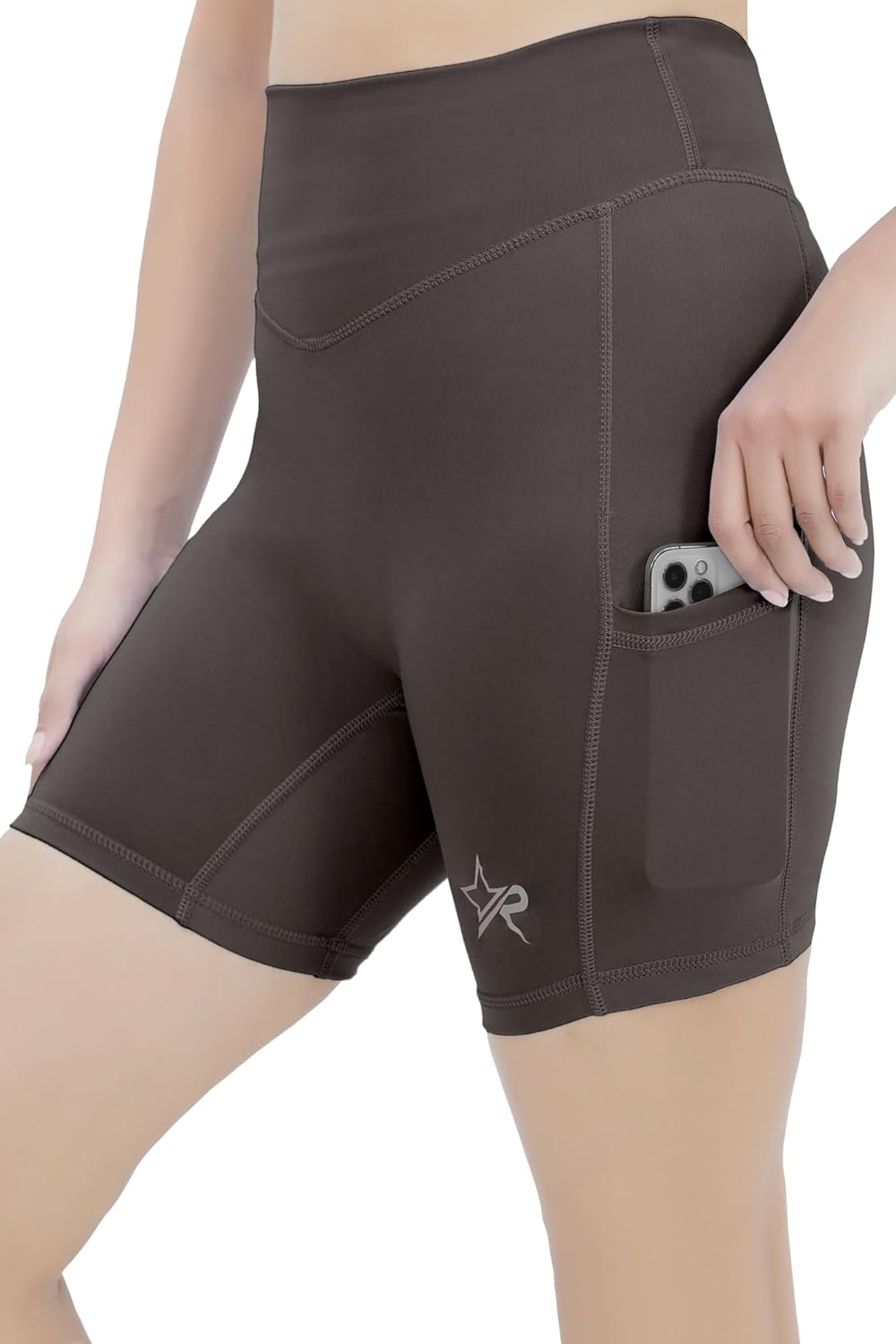Starforce Apparel Women’s High Waisted Yoga Shorts - Tummy Control, Gym Workout Shorts, Non See-Through Running Shorts with Phone Pocket