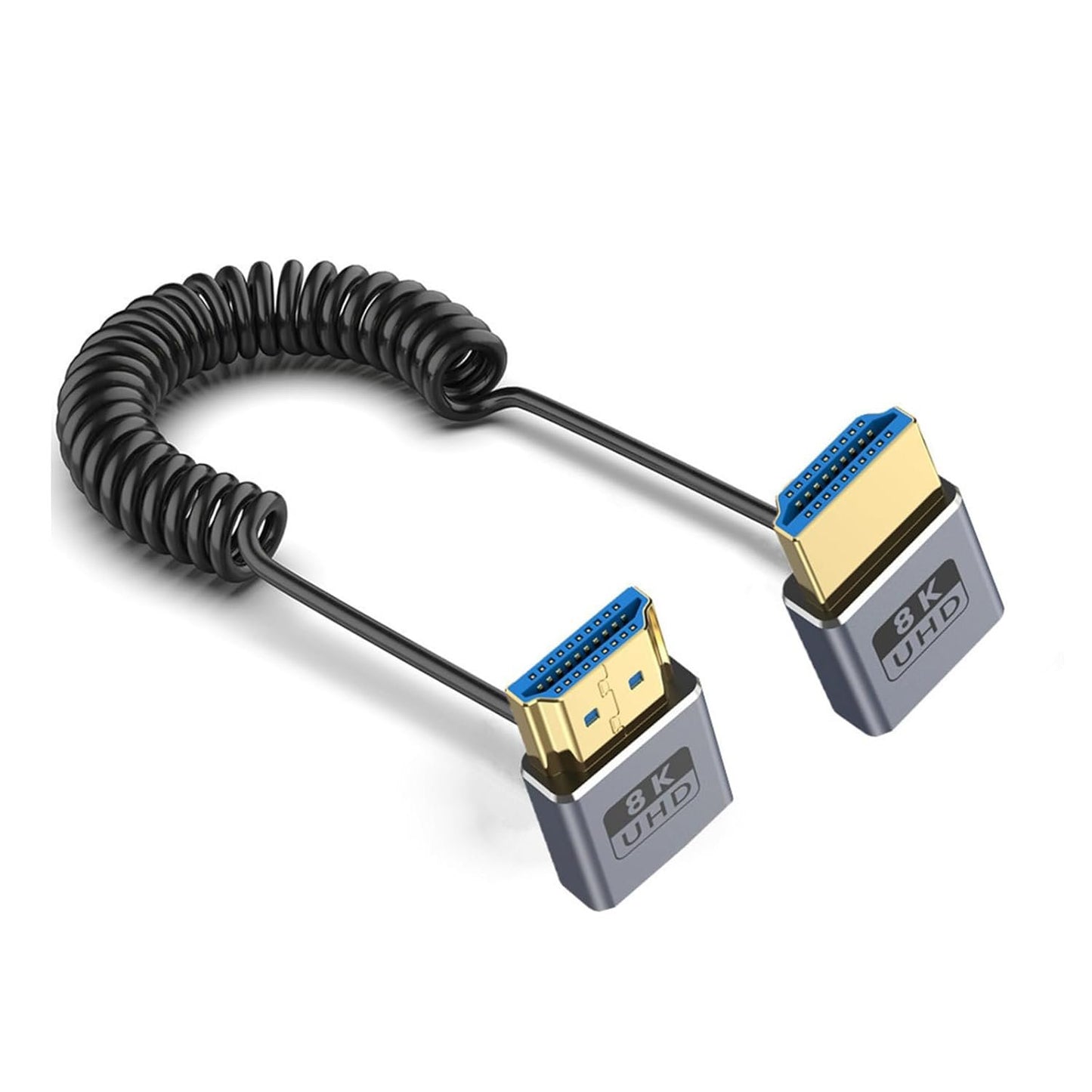 QMQJIA 2.1 Version Coiled Video Cord 8K@60Hz Extension Cable 48Gbps for 1080p Video Streaming Line Extension Line