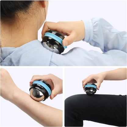 AHIER Cold Massage Roller Ball, Stainless Steel Cold Therapy Relief, Free Rolling Removable Gel Ball Deep Tissue Massage Pain Relief, Great Tool for Back/Neck Pain, Muscles Recovery (Black)