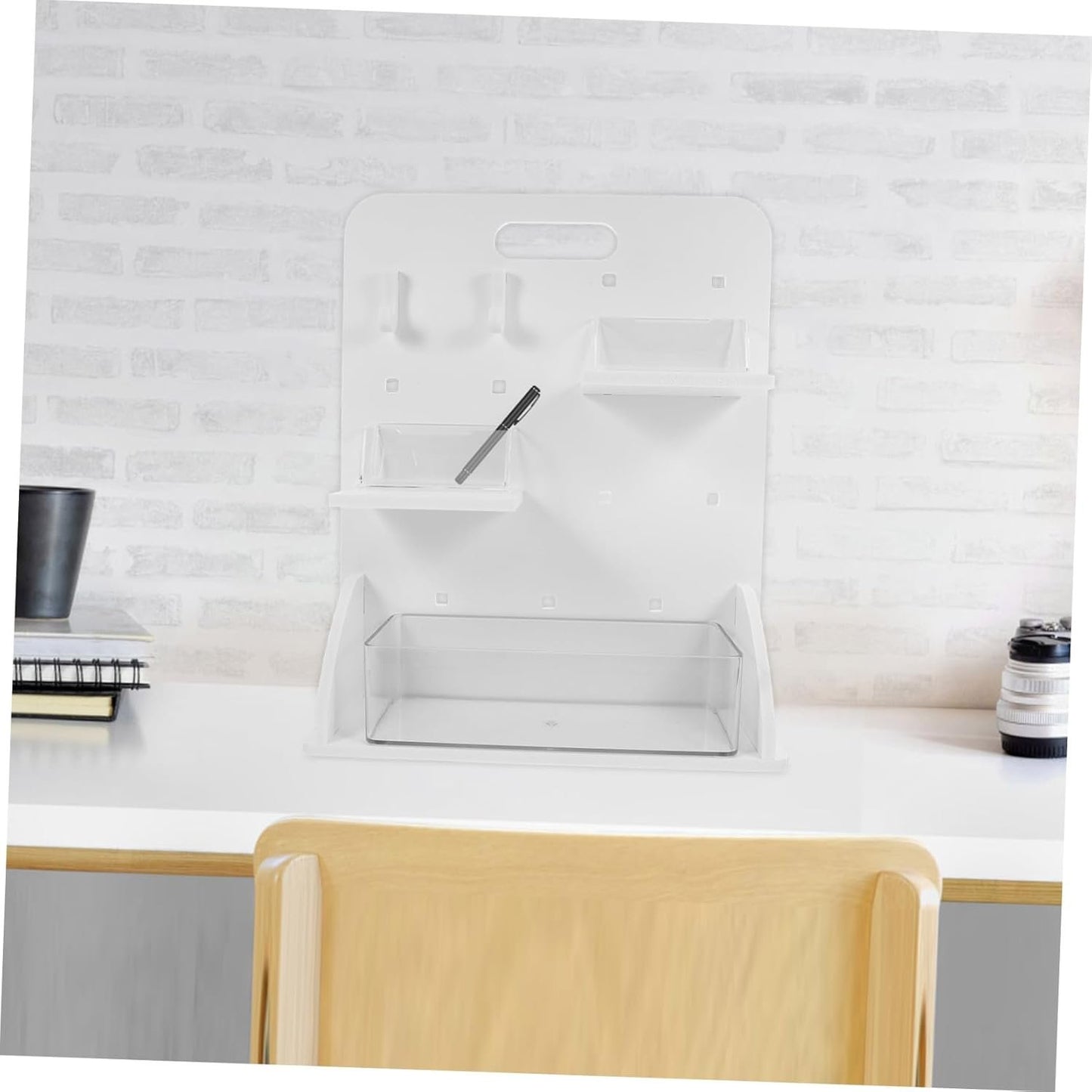 PENIKOKO 1set Diy Pegboard Organizer with Vertical Storage No Drill Installation Includes Boards Hooks Space-saving Office Supply Rack for Workspace Organization