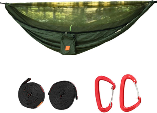 Camping Hammock, Outdoor Net Hammock, Pop Up Travel Bed, Lightweight Nylon Swing with Fly Protection Feature, Compact Hanging Gear for Friends Family Colleagues Relaxation