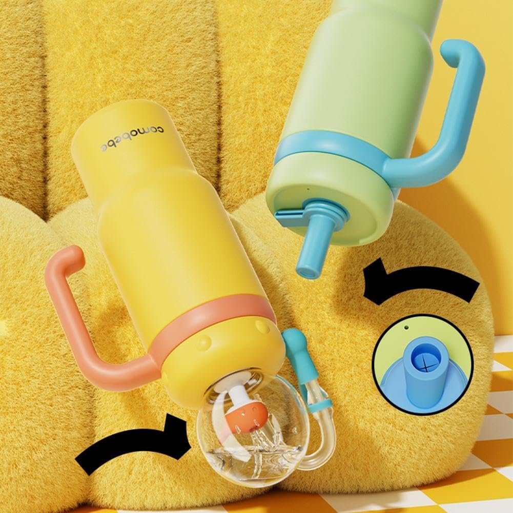 24oz Stainless Steel Whale Fountain Tumbler with Handle,Whale Water Bottle with Fun Fountain Effect,Two Lids,Drinking Cup with Whale Squirt for Kids,Teens,Adult,Dishwasher Safe